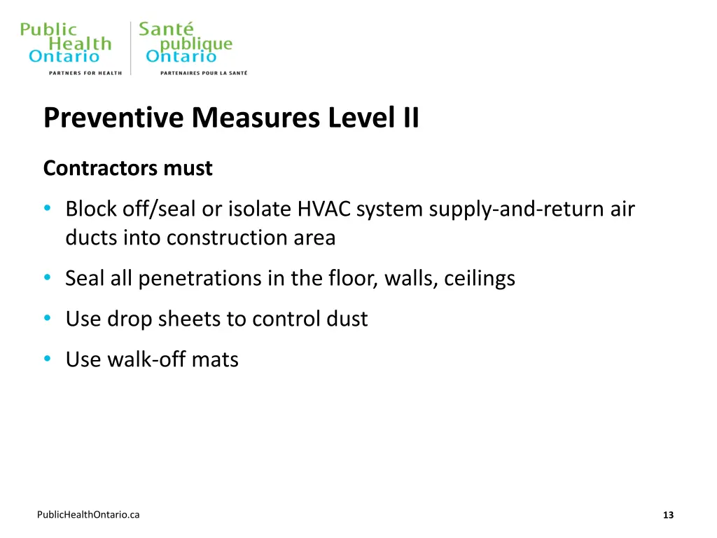preventive measures level ii