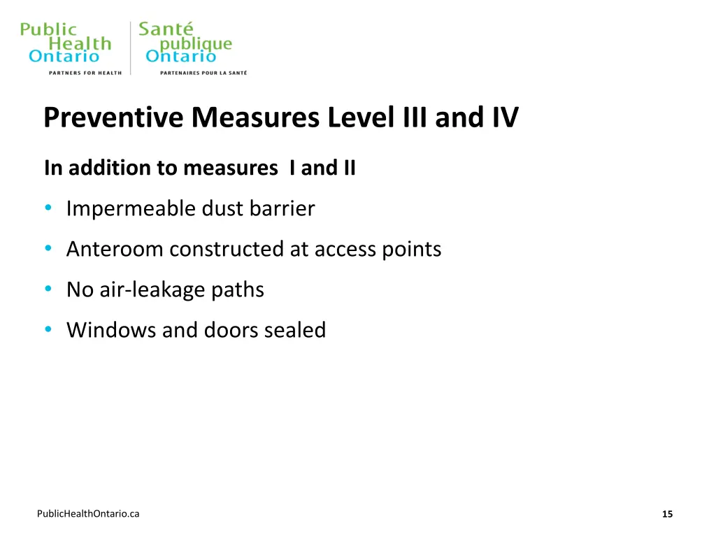 preventive measures level iii and iv