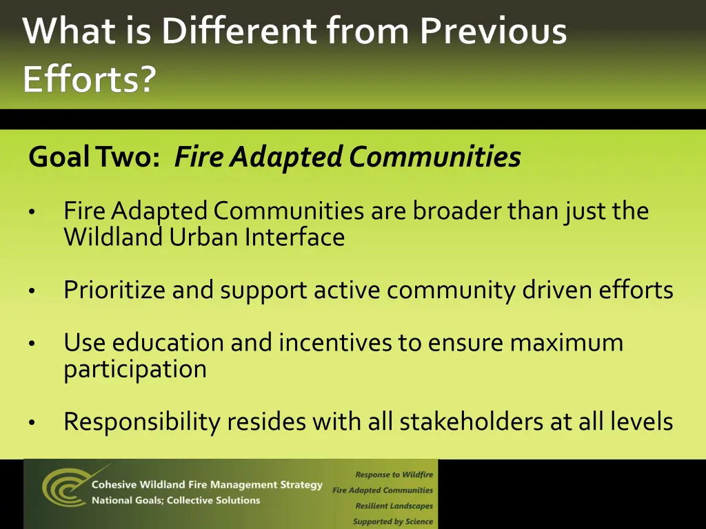 goal two fire adapted communities