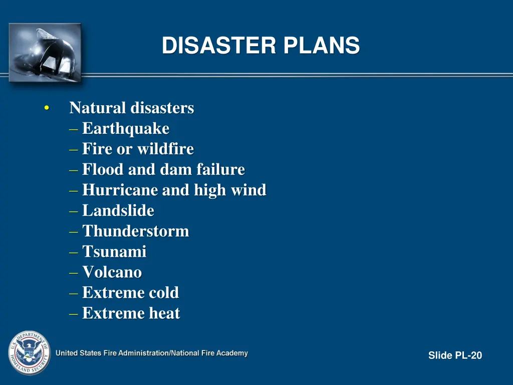 disaster plans