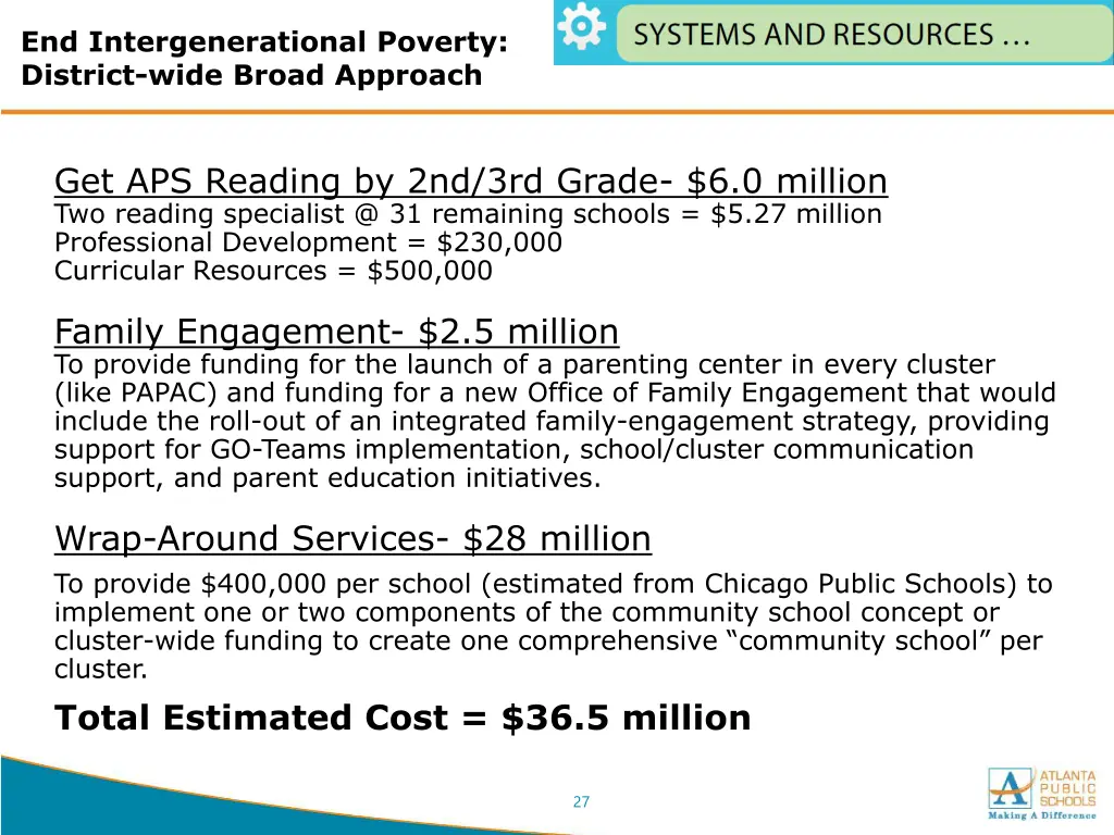 end intergenerational poverty district wide broad