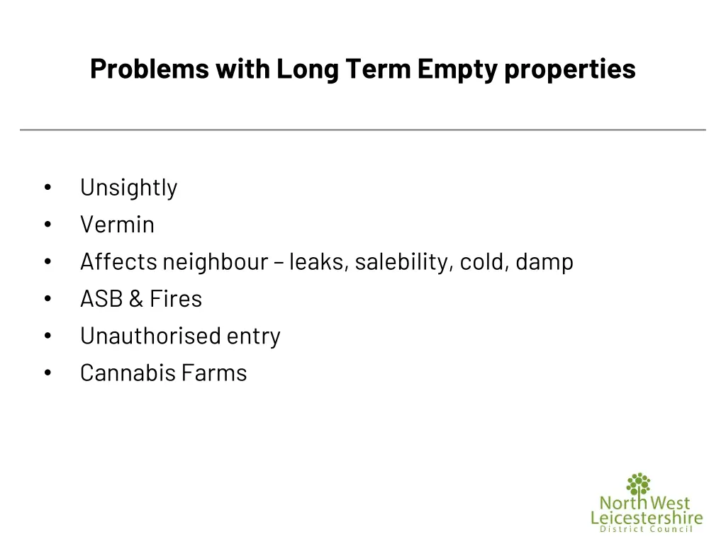 problems with long term empty properties