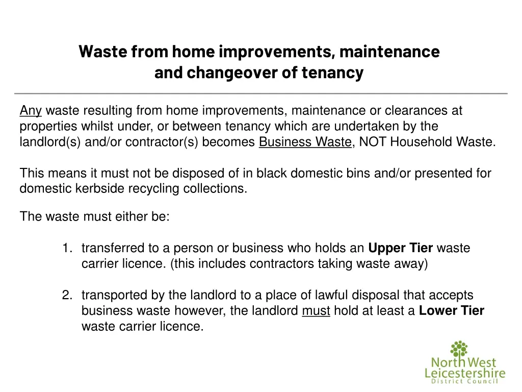 waste from home improvements maintenance