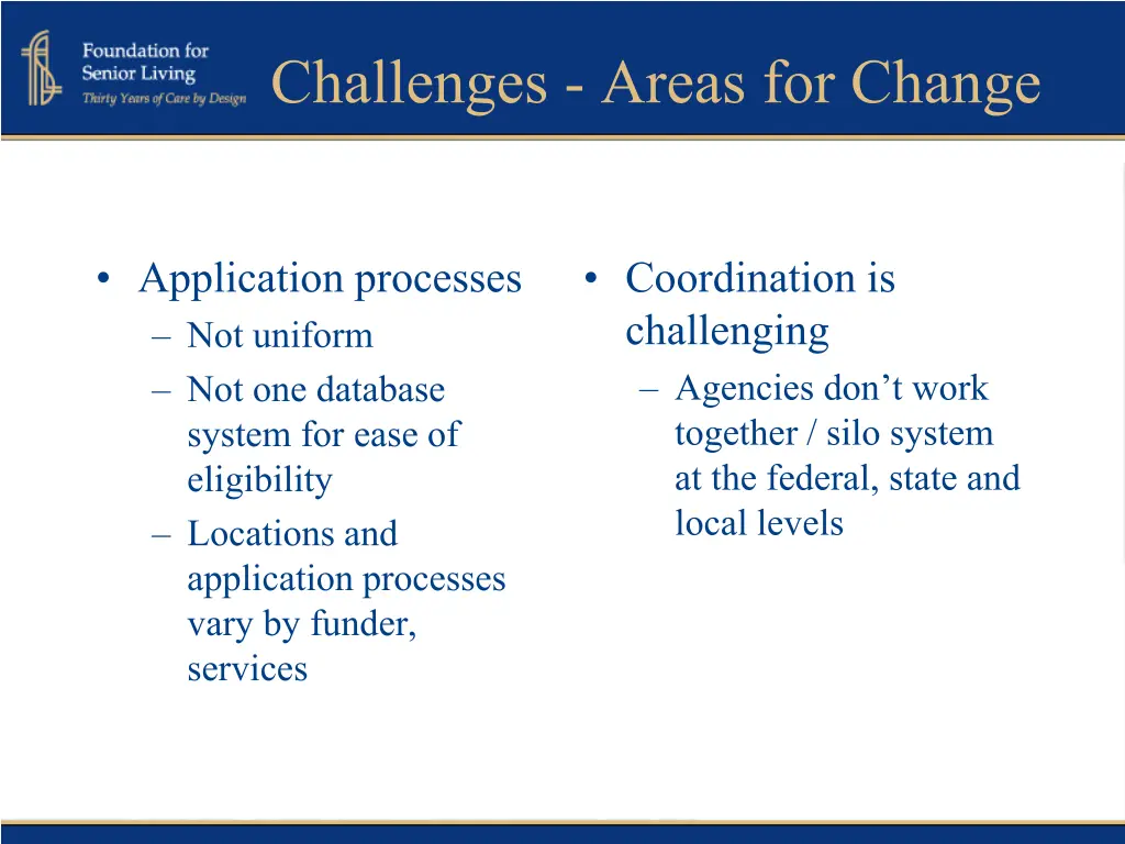 challenges areas for change
