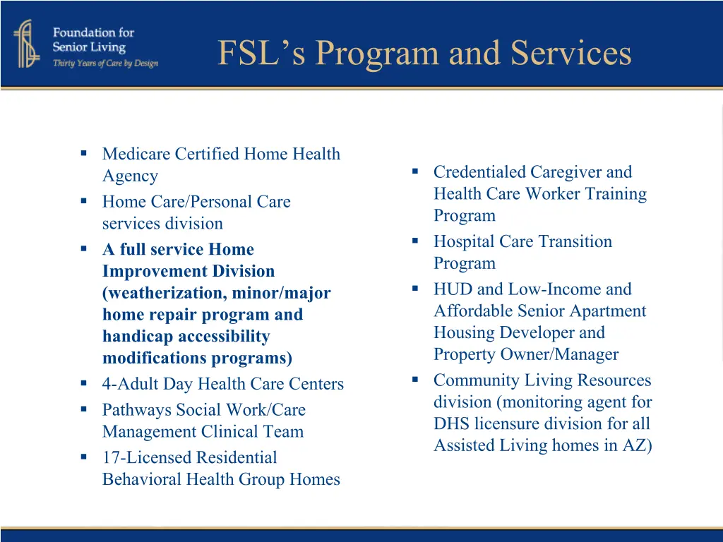fsl s program and services