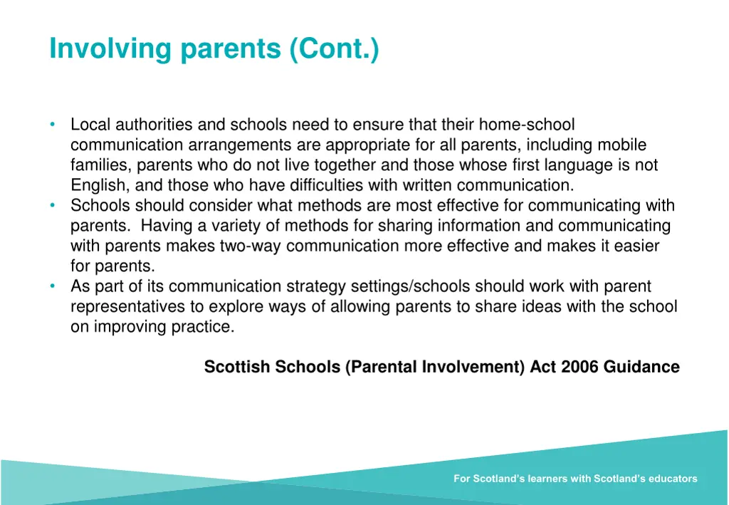 involving parents cont