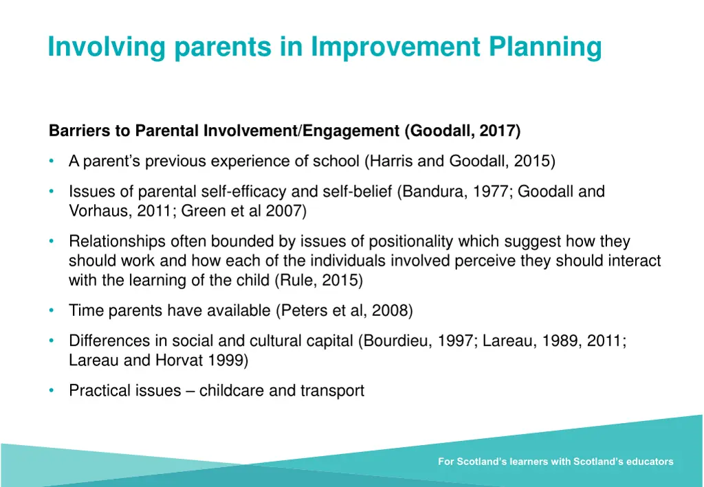 involving parents in improvement planning 1