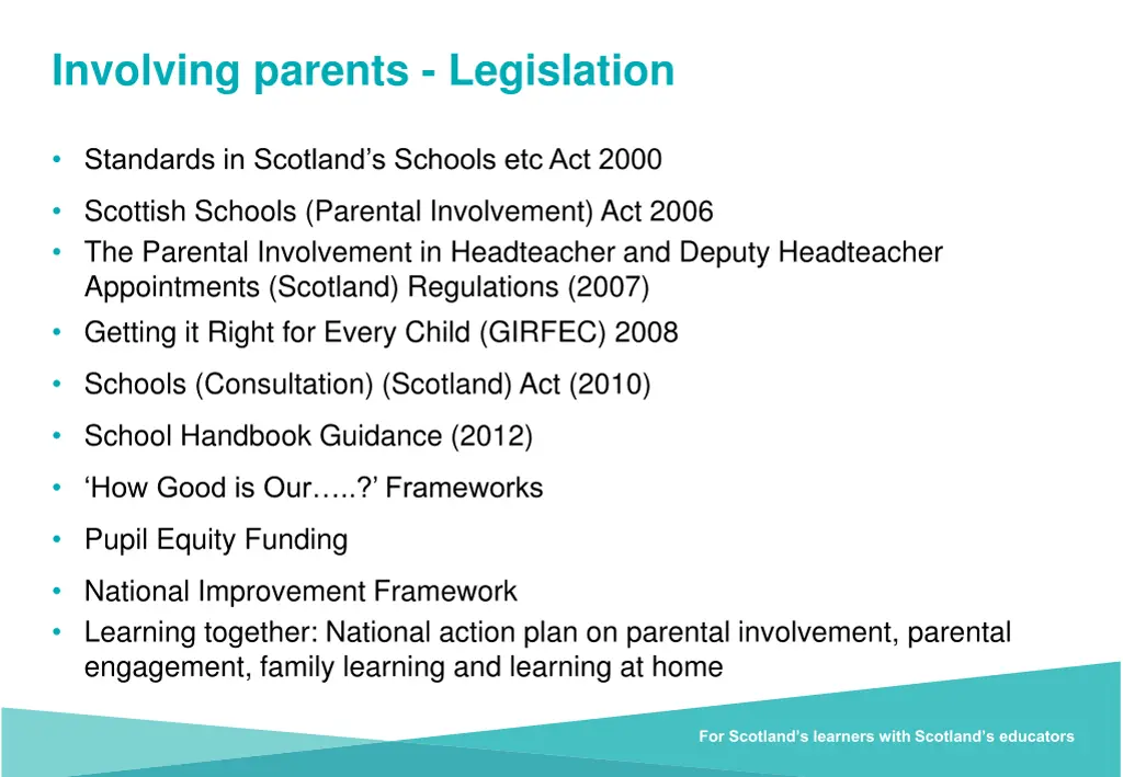 involving parents legislation