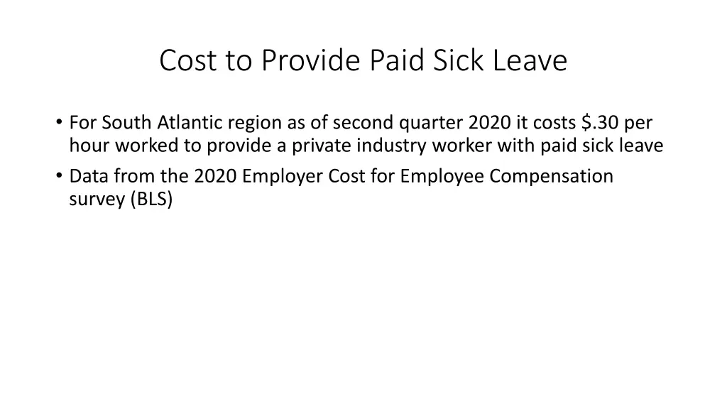 cost to provide paid sick leave
