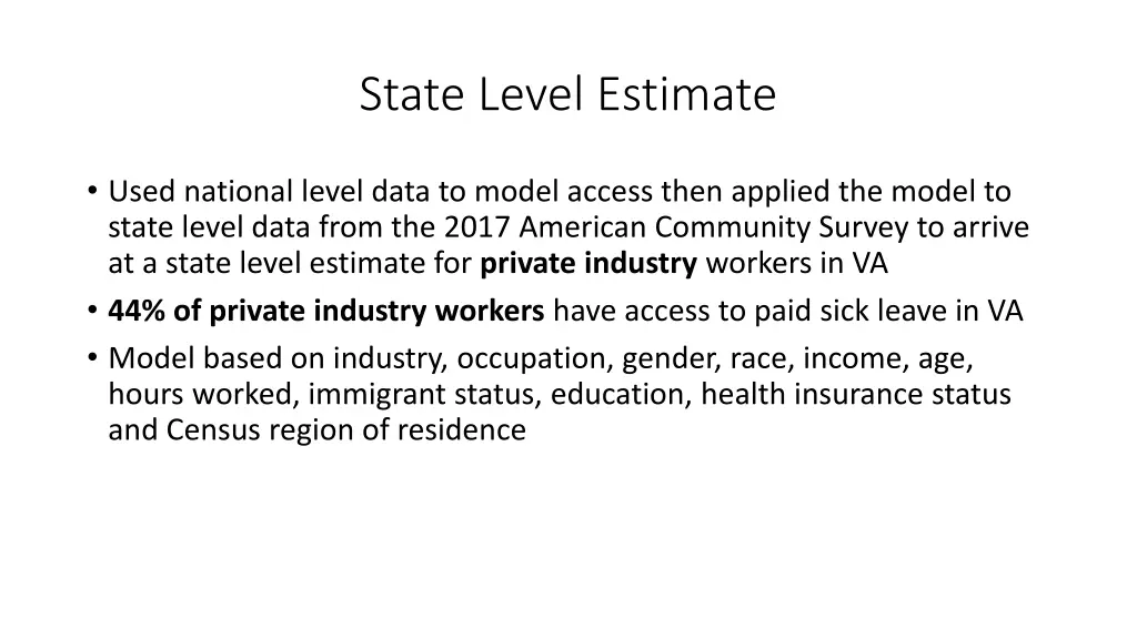 state level estimate