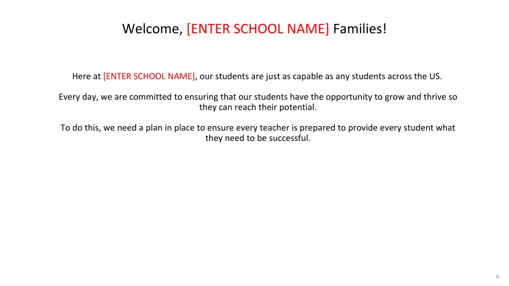 welcome enter school name families