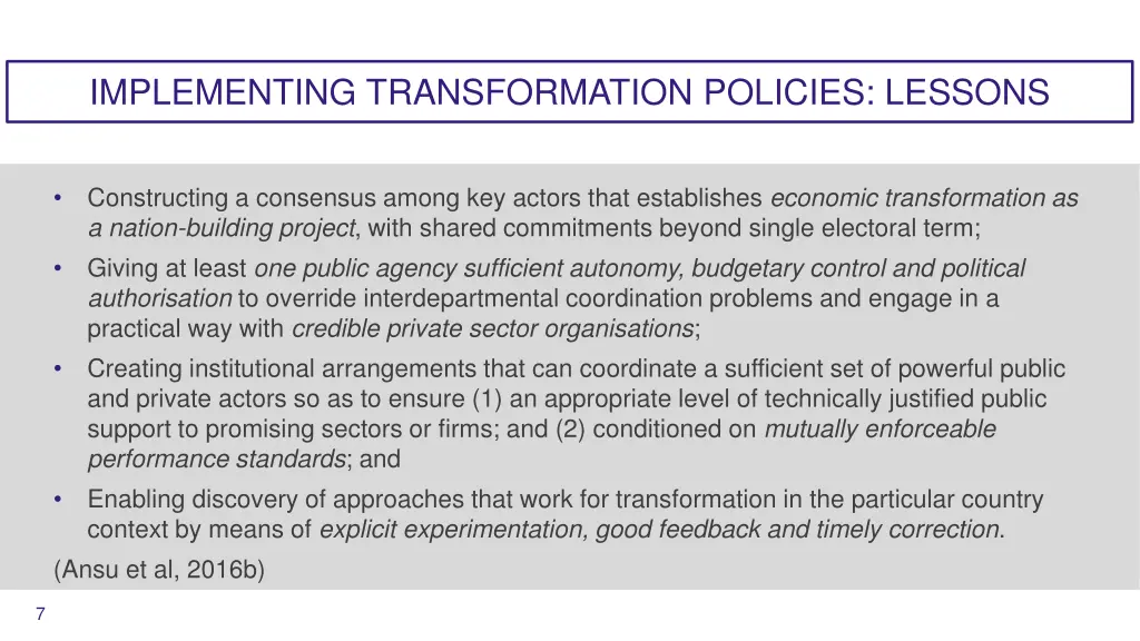 implementing transformation policies lessons