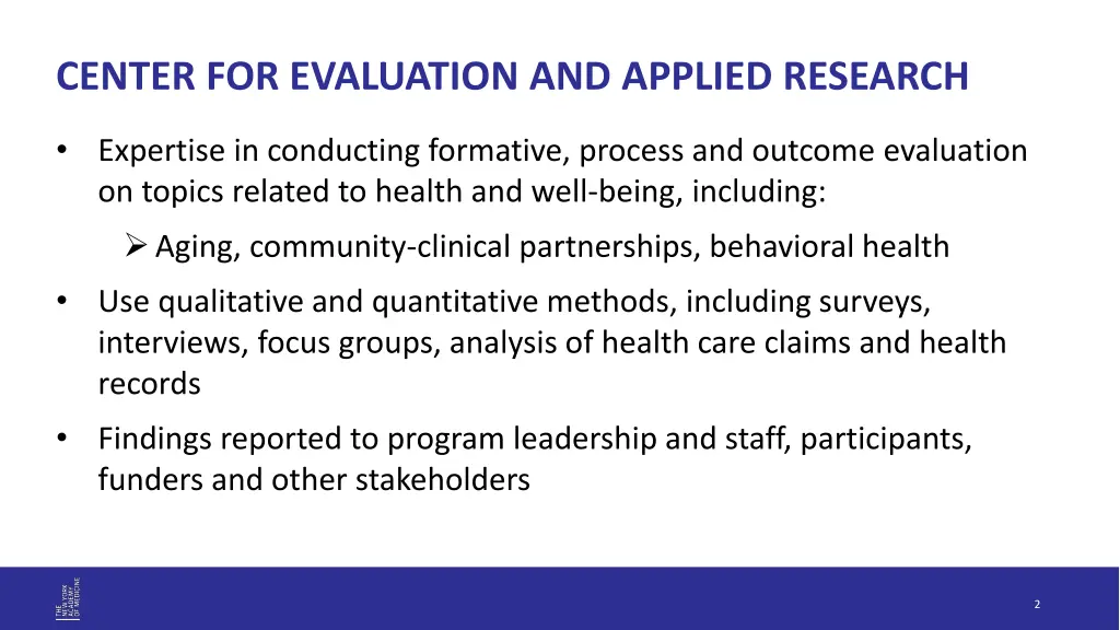 center for evaluation and applied research