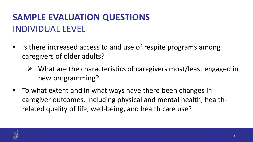 sample evaluation questions individual level