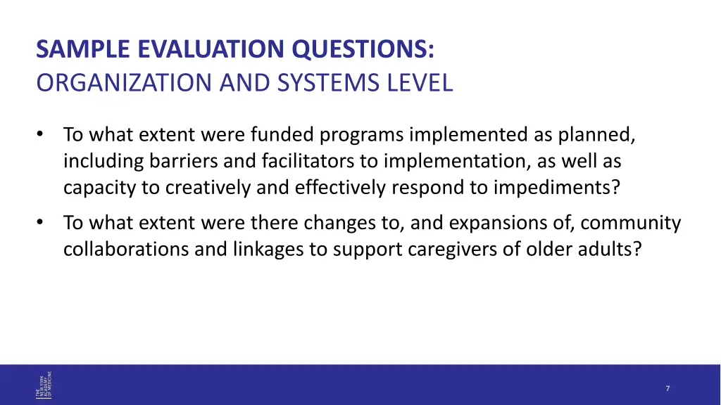sample evaluation questions organization