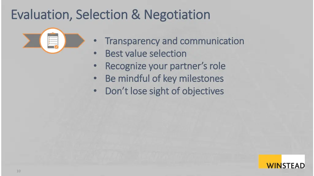 evaluation selection negotiation evaluation