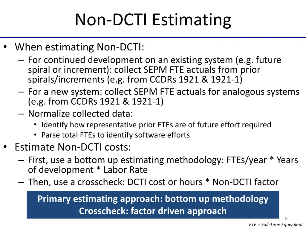 non dcti estimating