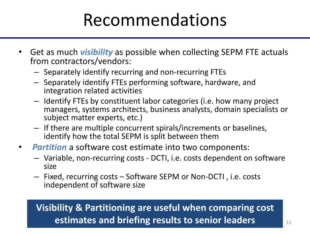 recommendations