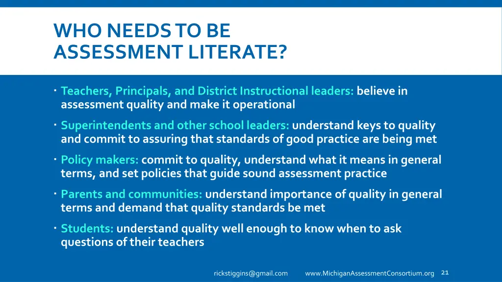 who needs to be assessment literate