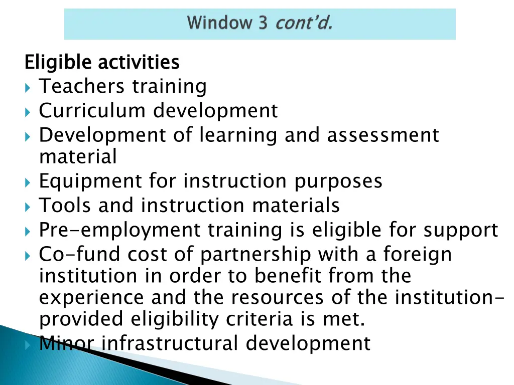 eligible activities teachers training curriculum