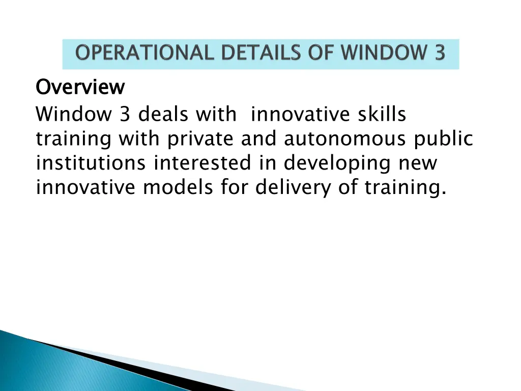 overview window 3 deals with innovative skills