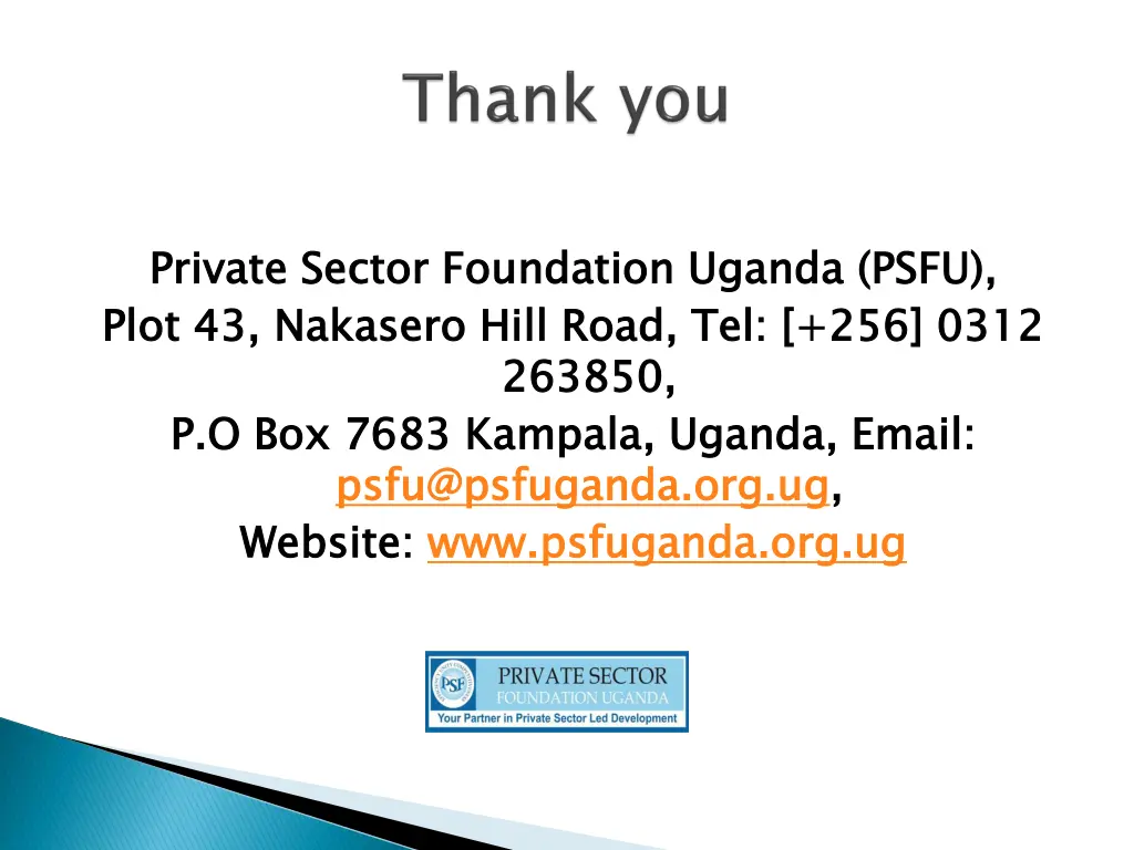private sector foundation uganda psfu plot