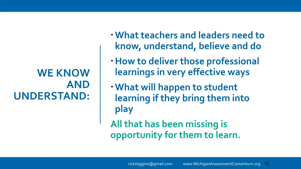 what teachers and leaders need to know understand