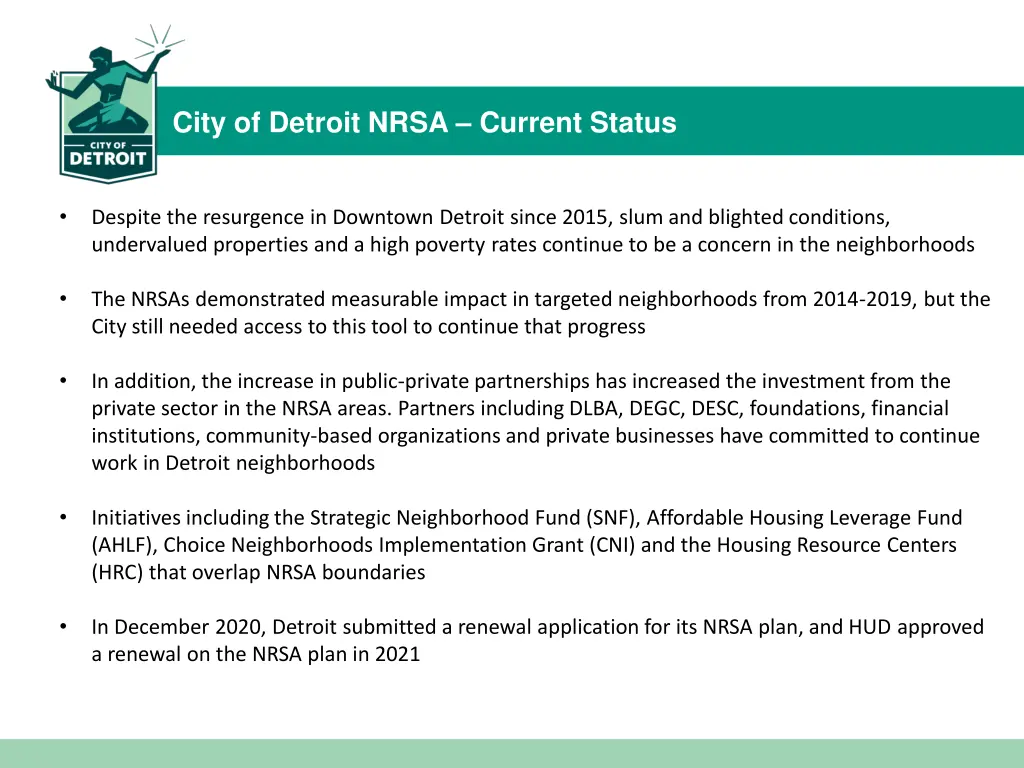 city of detroit nrsa current status