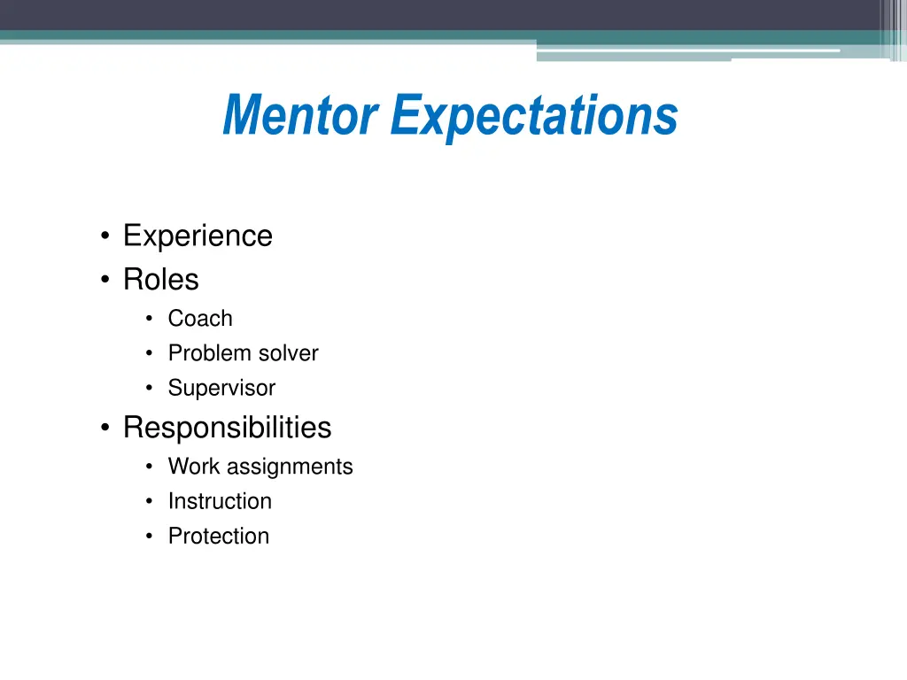 mentor expectations
