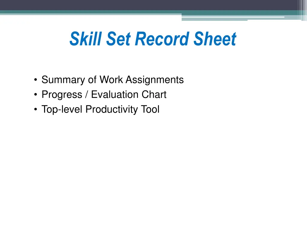 skill set record sheet
