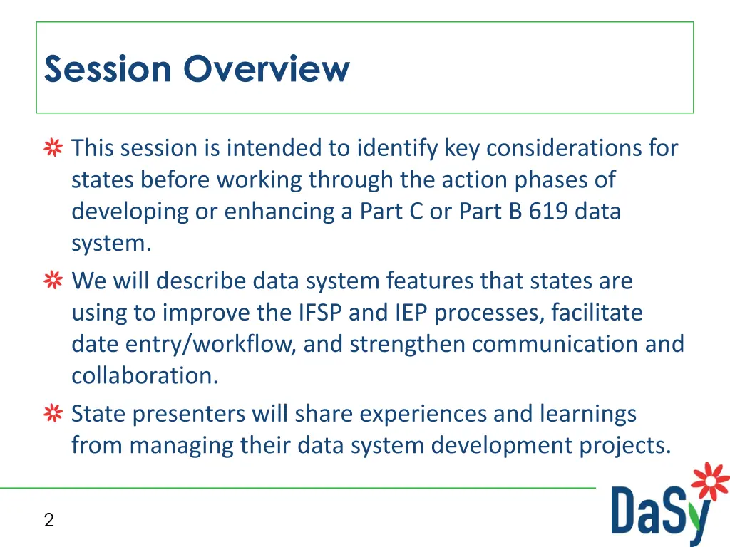 session overview