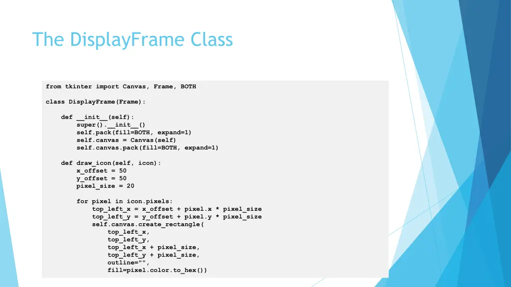 the displayframe class