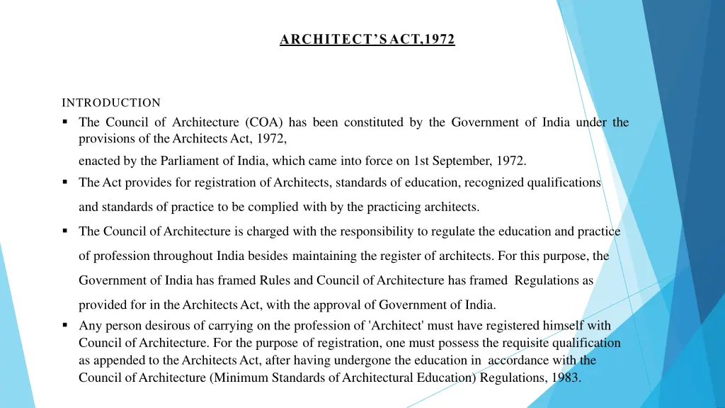 introduction the council of architecture
