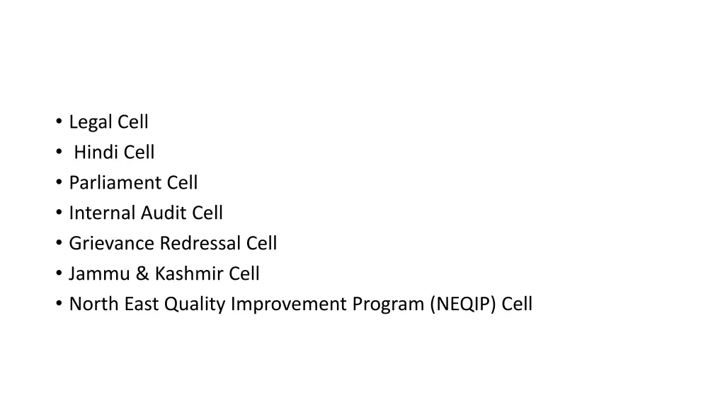 legal cell hindi cell parliament cell internal