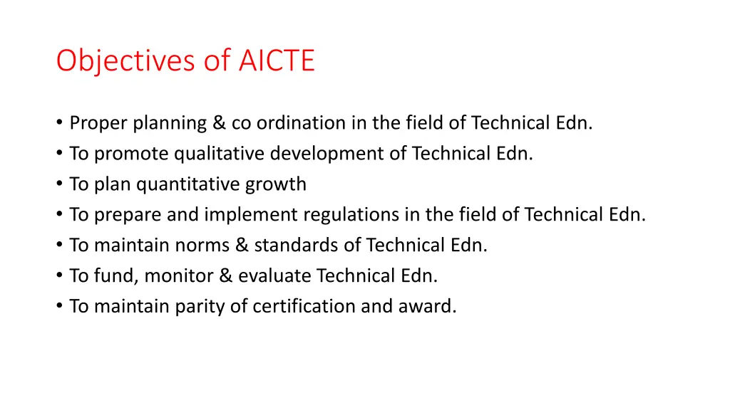 objectives of aicte