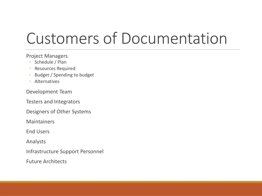 customers of documentation