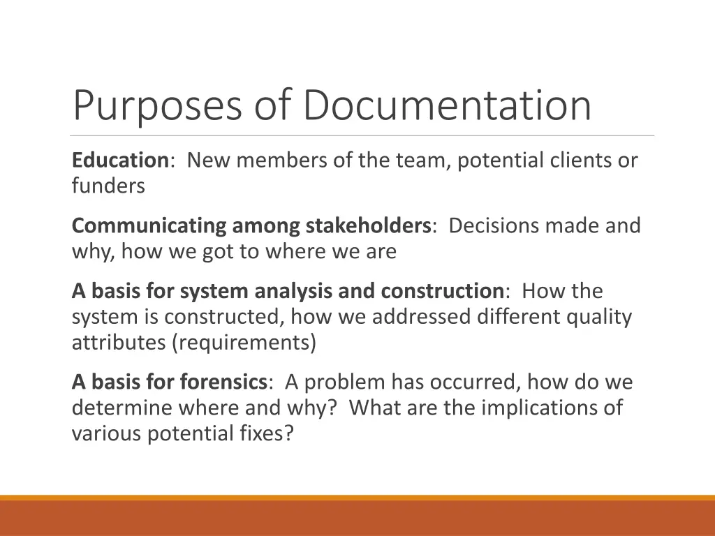purposes of documentation