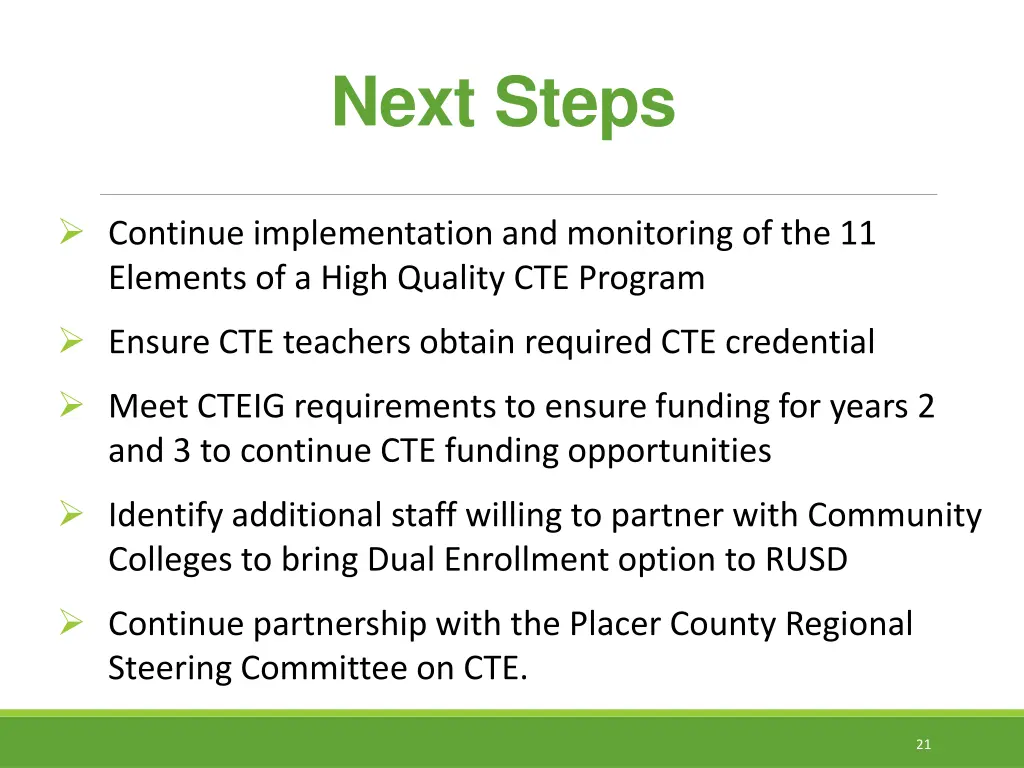 next steps