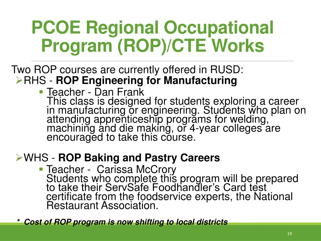pcoe regional occupational program rop cte works