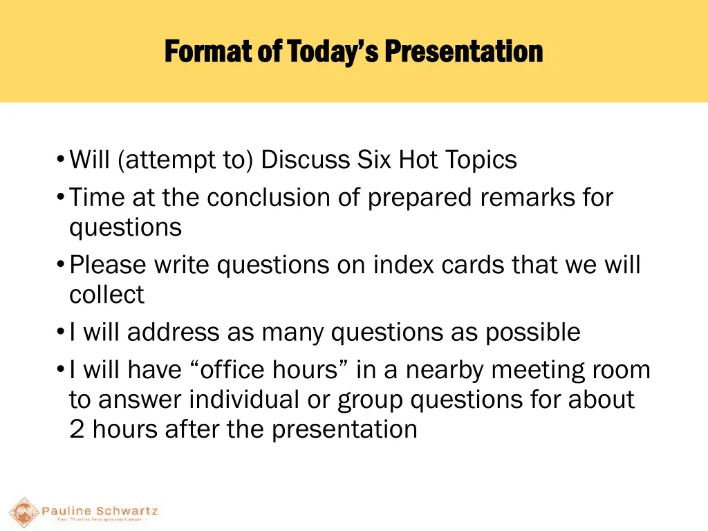 format format of today s presentation of today