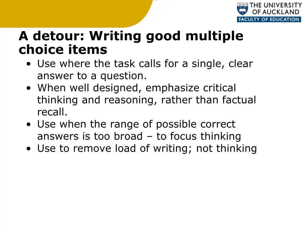 a detour writing good multiple choice items