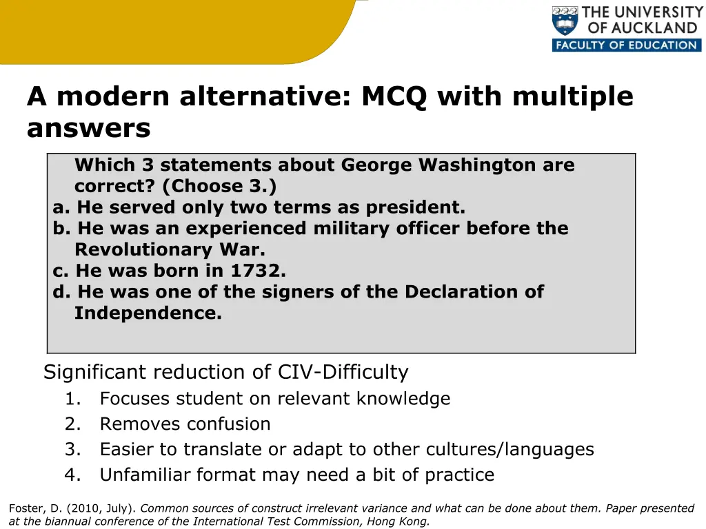 a modern alternative mcq with multiple answers