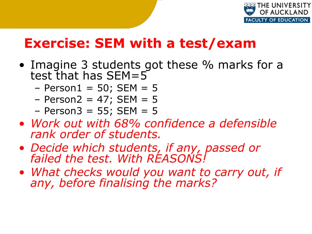 exercise sem with a test exam