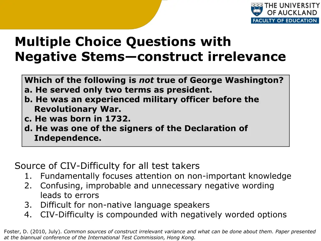 multiple choice questions with negative stems