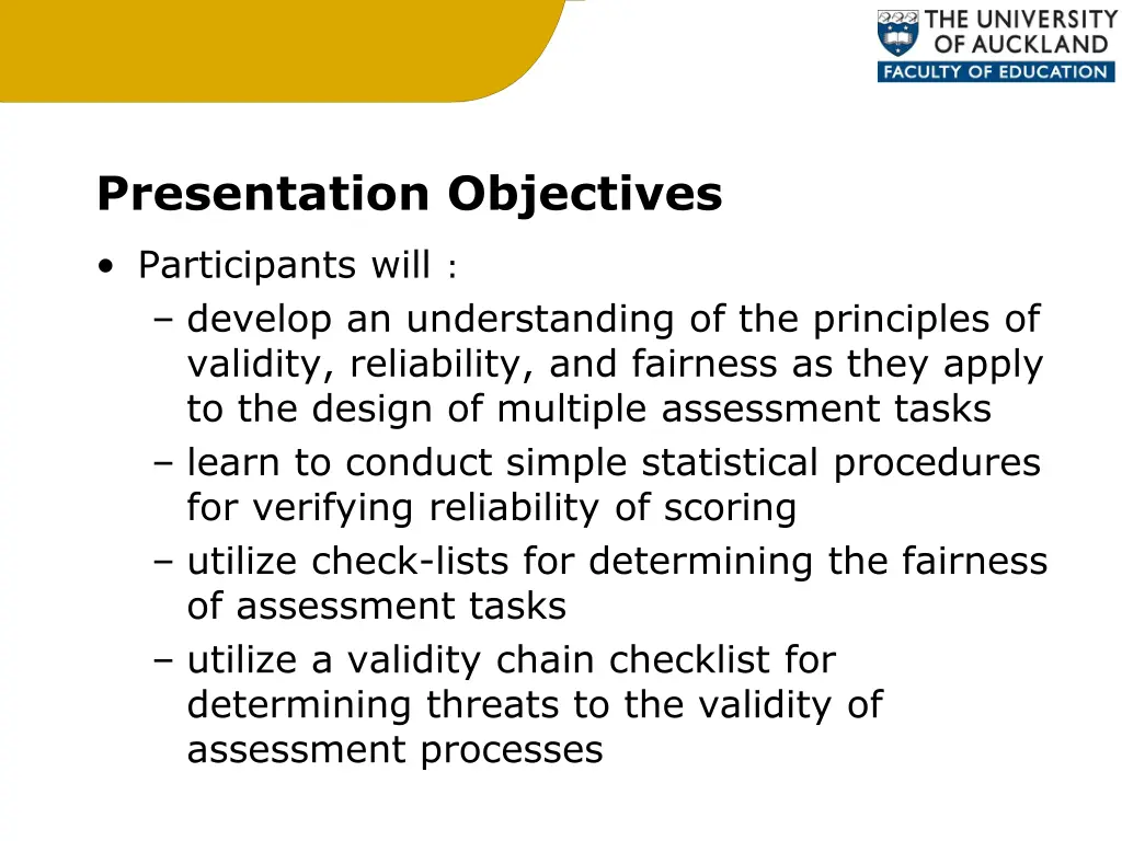 presentation objectives