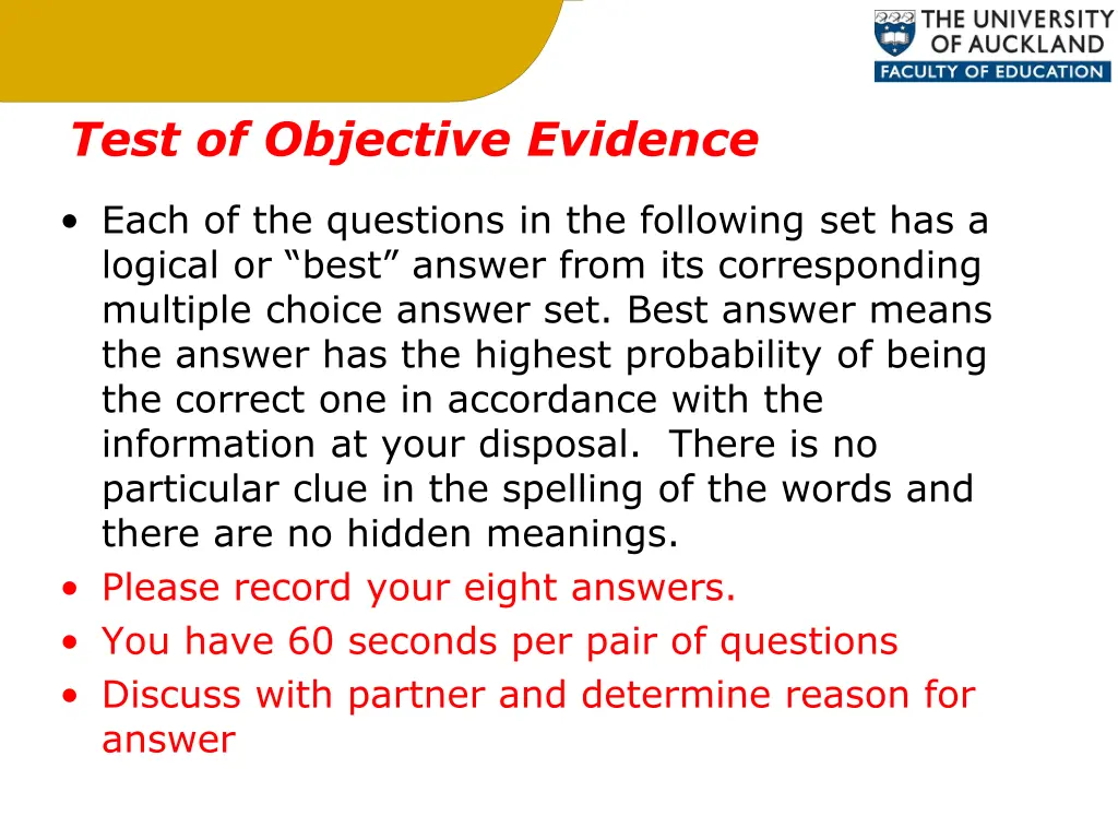test of objective evidence