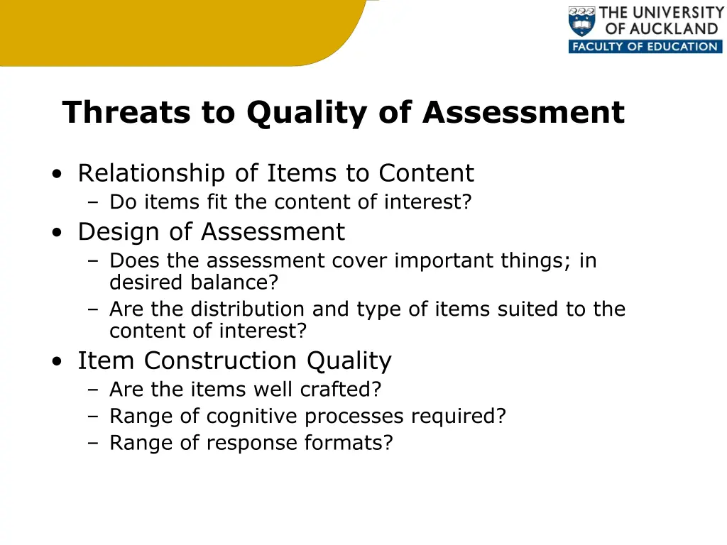 threats to quality of assessment
