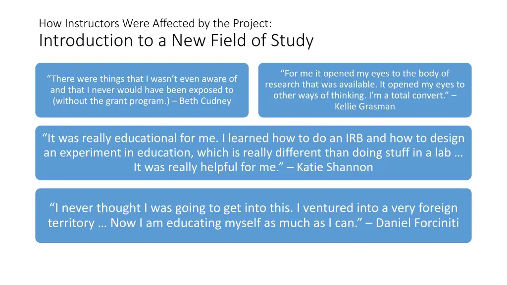 how instructors were affected by the project 4