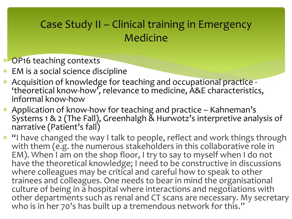 case study ii clinical training in emergency