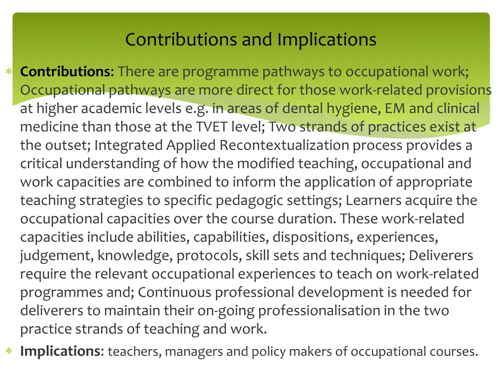 contributions and implications